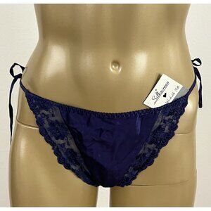 Vintage Silkscreen 100% Washable Silk Women's 7 Purple String Bikini Panty Thong
